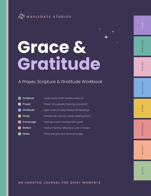 Grace and Gratitude cover: a prayer, Scripture and gratitude workbook